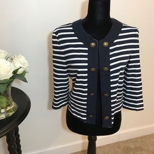 Ann Taylor LOFT Large Navy & White Striped Sweater